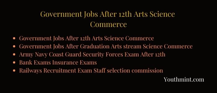 Government Jobs After 12th Arts Science Commerce